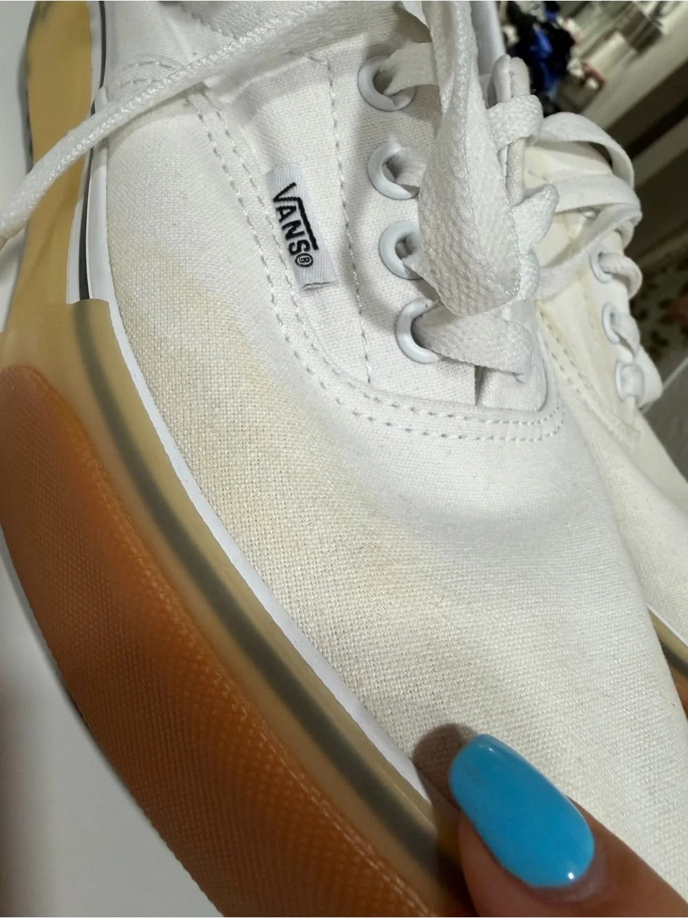 Vans White Checkerboard Platform Lace-Up Sneakers with Gum Sole